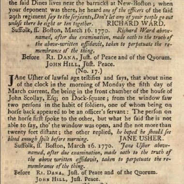 Boston Massacre Eyewitness Accounts 1