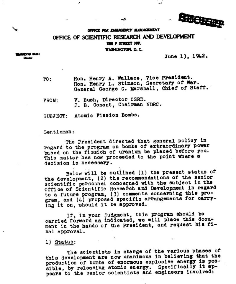 Harrison-Bundy Files on Atomic Bomb Development, War Department - Image 2