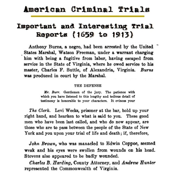 American Criminal Trials Reports (1659 to 1913)