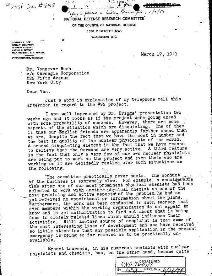 Bush-Conant Atomic Bomb Papers World War II - Image 3