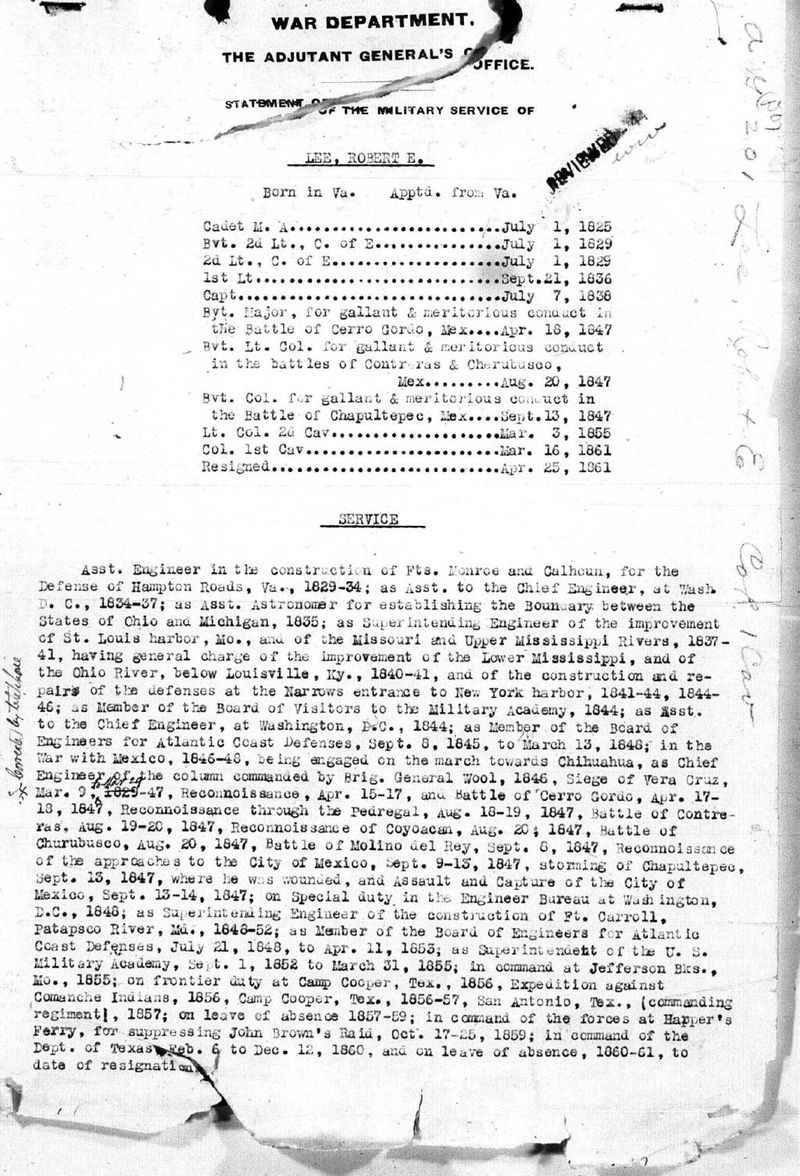 Civil War: Robert E. Lee United States War Department Files - Image 4