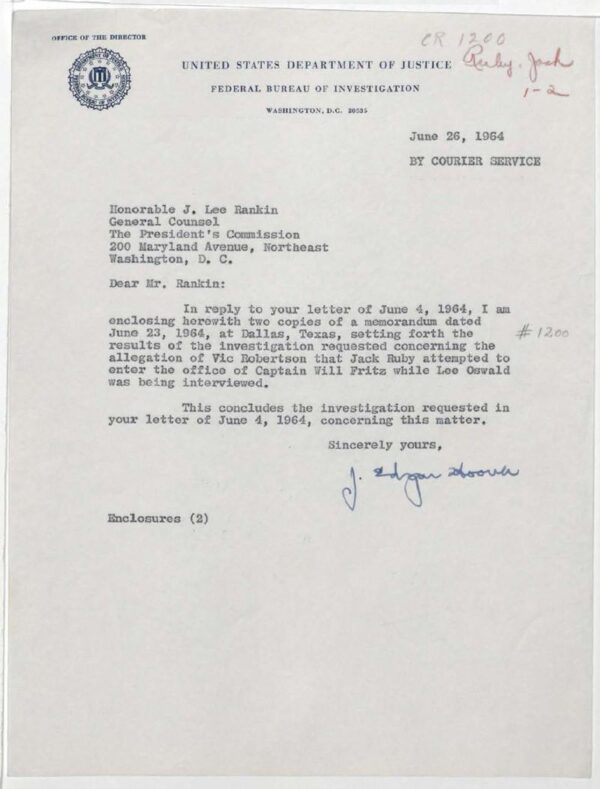 JFK Assassination Jack Ruby Warren Commission Vertical Files - Image 2