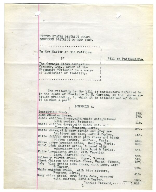 Titanic Disaster: White Star Line and Passenger Legal Documents - Image 4