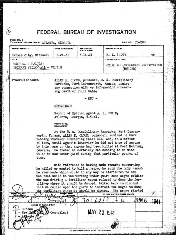 World War II: Felix Hall Lynching - FBI Files, Articles, Historical Records - Image 2