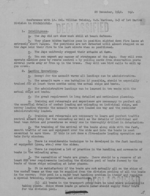 World War II: Marine Corps Officer Interviews on Guadalcanal Operations - Image 5