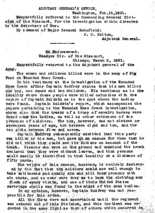 Wounded Knee Massacre: 1890-91 U.S. Army Reports - Image 6