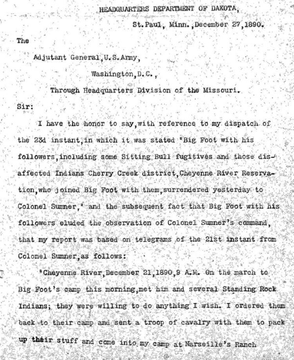Wounded Knee Massacre: 1890-91 U.S. Army Reports - Image 7